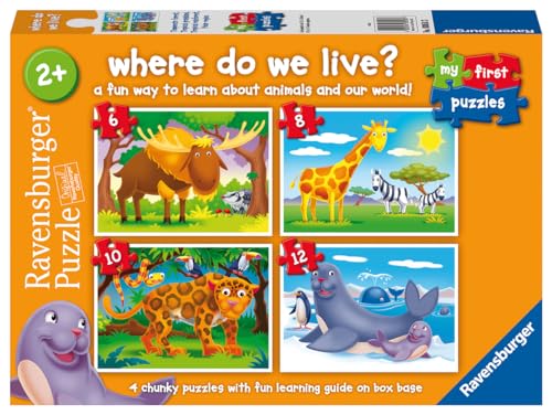 Ravensburger Where Do We Live? My First Jigsaw Puzzles for Kids 2 Years Up (2, 3, 4 & 5 Pieces) - Educational Toys for Toddlers - EYFS