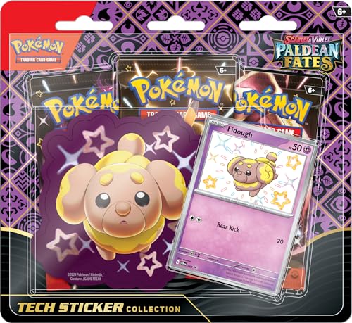 Pokémon TCG: Scarlet & Violet—Paldean Fates Tech Sticker Collection – Fidough (1 Foil Promo Card & 3 Booster Packs)