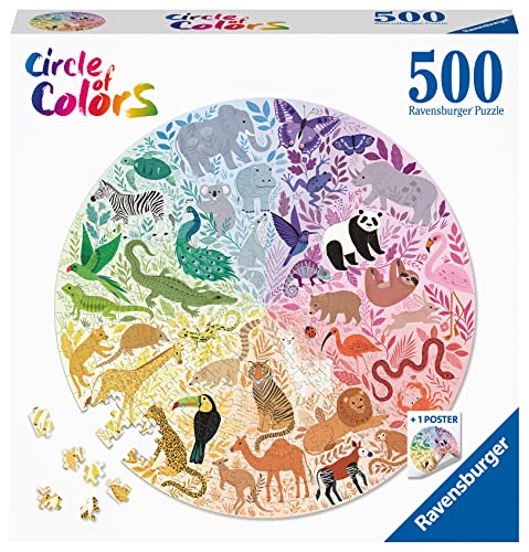 Ravensburger Circle of Colours - Animals Circular 500 Piece Jigsaw Puzzle for Adults and Kids Age 10 Years Up