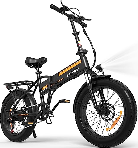 HITWAY Electric Bike for Adults 20" x4.0 Fat Tire Electric Bicycle with 250W Motor, Foldable Ebkie with 36V 12AH Removable Battery E Bike Long Range for Mountain Beach Snow