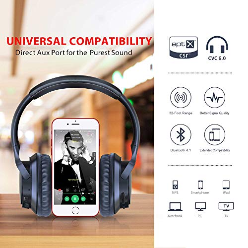 Sumvision PSYC Wave RX Wired and Wireless Bluetooth Headphones Earphones Over Ear Headset Hands Free Call Mic Noise Cancelling Prime Apple PC Smartphones Laptops TV Travel (UK DESIGN UK TECH SUPPORT)
