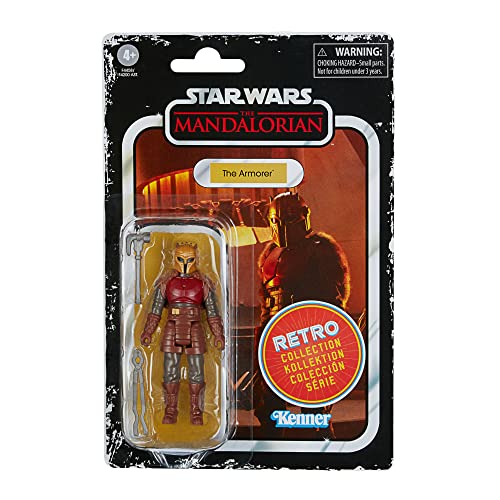 Star Wars Hasbro Retro Collection The Armorer Toy 9.5-cm-Scale The Mandalorian Collectible Action Figure, Toys for Kids Ages 4 and Up, Multicolor, F4458