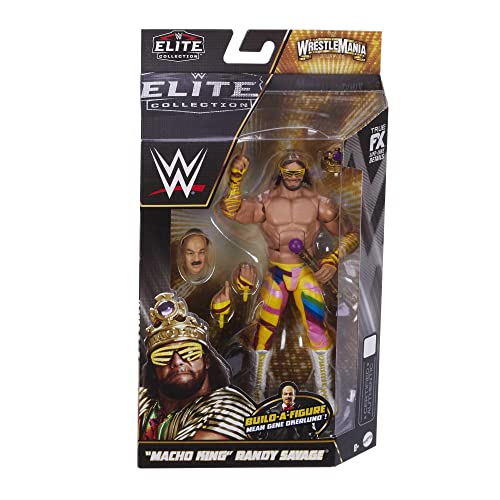 WWE Elite Action Figure WrestleMania “Macho King” Randy Savage with Accessory and “Mean” Gene Okerlund Build-A-Figure Parts, HKP10