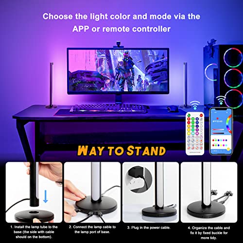 LED Light Bars, Smart LED Light Bar with 19 Dynamic Modes and Music Sync Modes, RGB Smart LED Lamp TV Backlight, Mood Light, Gaming Lights, Ambient Lighting, Smart Flow Light Bar for PC, TV, Room