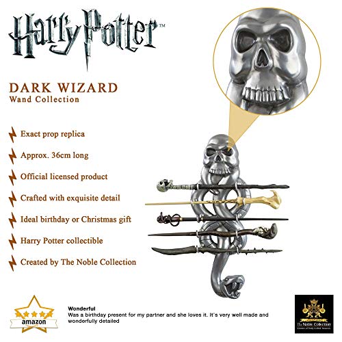 The Noble Collection The Dark Wizard Wand Set - 17in (43cm) PVC Dark Wizard Wand With Prismatic Bookmark - Officially Licensed Harry Potter Film Set Movie Toy