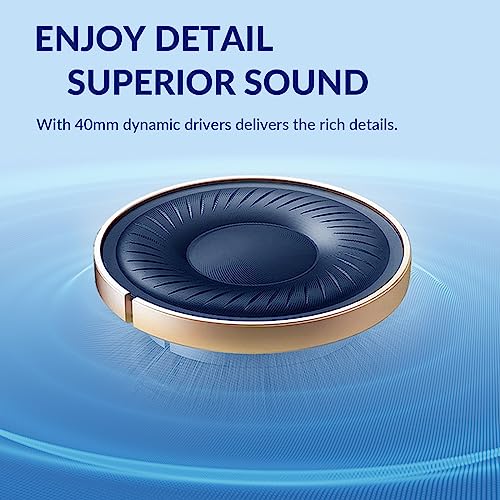 TONEMAC H3 Adaptive Noise Cancelling Headphones,Wireless Over-Ear Bluetooth 5.0 Earphones,Foldable Hi-Fi Stereo Bass Headsets,80 Hrs Playtime,Built-in Mic＆Wired Mode for Phone/PC