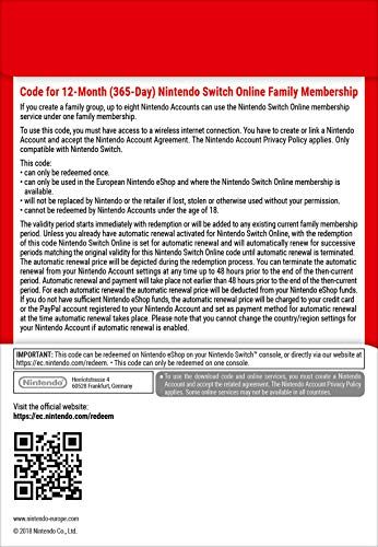 Nintendo Switch Online Membership - 12 Month Family Membership | Switch - Download Code