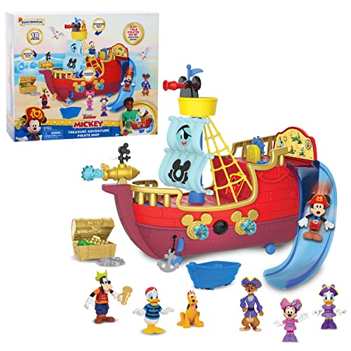 Disney Junior Mickey Mouse Funhouse Treasure Adventure Pirate Ship With Bonus Figures, 18-piece Toy Figures And Playset, Kids Toys For Ages 3 Up, Amazon Exclusive