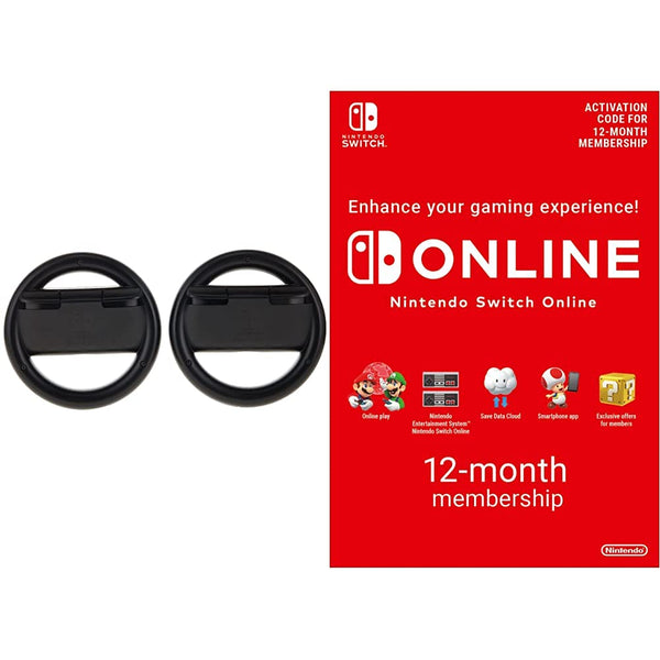 Nintendo Switch Joy-Con Wheel Accessory Pair & Switch Online Membership - 12 Months | Switch Download Code