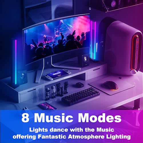 COZHYESS 2 Pack RGB Light Bar, Smart LED Light Bar, Gaming Lights, RGB Flow Light Bars, Sound Control Light, Colorful Atmosphere Light Pickup Function, for PC, Room Decorative, Ambient Lighting