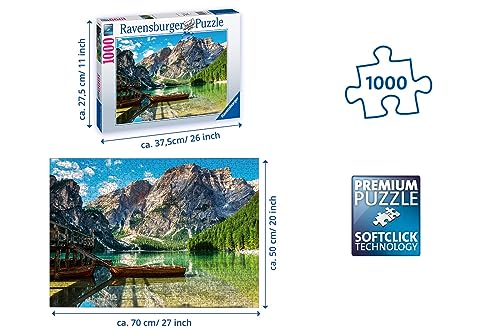 Ravensburger Prags Lake South Tirol Italy 1000 Piece Jigsaw Puzzles for Adults & Kids Age 14 Years Up - Landscape Puzzle [Amazon Exclusive]