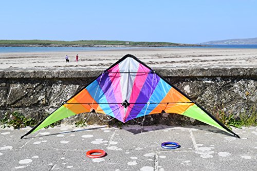 Stunt Kite - 160 x 80 cm Dual Line Kite - Vibrant and vivid colours - Stunt Kites for Outdoor Fun - Dual Line Stunt Kites - Popular entry-level stunt kite