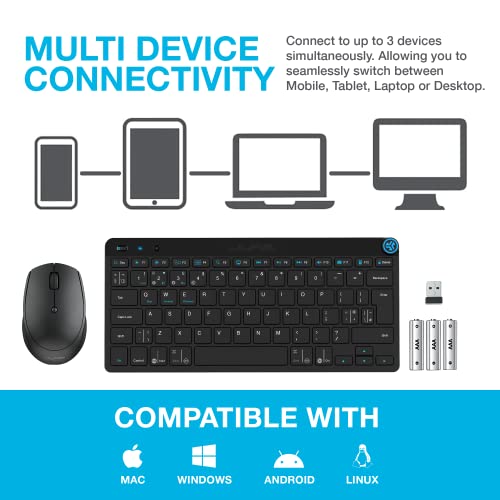 JLab Go Bundle Bluetooth & Wireless Keyboard and Mouse Set - Multi Device for iPad, PC, Laptop - Small Bluetooth Keyboard & Mice or 2.4G USB Option, Also for Apple/Windows/Computer/Tablet/Mac Devices