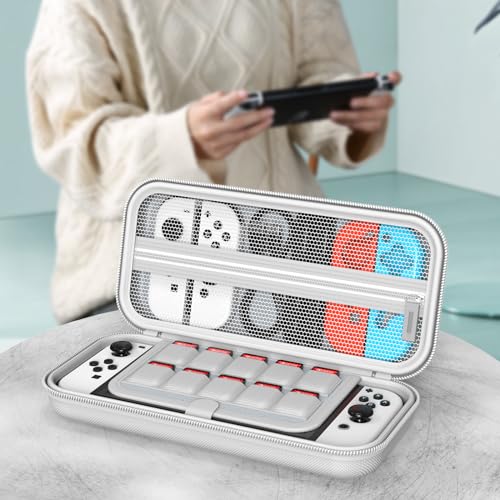 HSTOP Switch/Switch OLED Case for Nintendo Switch/Nintendo Switch OLED Travel Case for Nintendo Switch/Nintendo Switch OLED accessories with 10 Game Card Slot