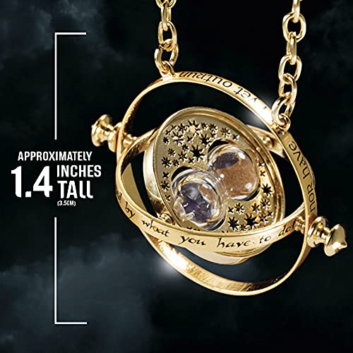 The Noble Collection Harry Potter Hermione’s Time Turner Gold Plated Sterling Silver - Pendant with 18" Chain & Display Box - Officially Licensed Film Movie Props