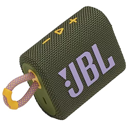 JBL GO 3 - Wireless Bluetooth portable speaker with integrated loop for travel with USB C charging cable, in green