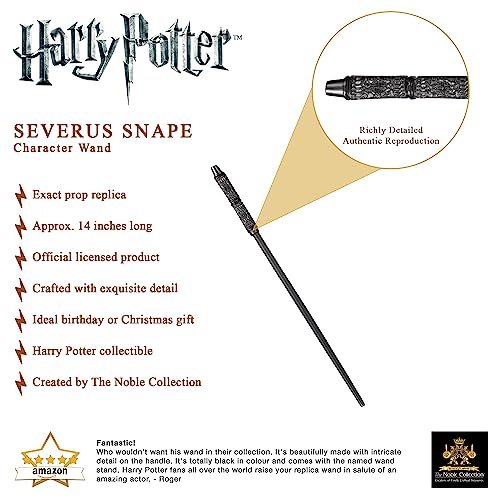 The Noble Collection - Professor Severus Snape Character Wand - 13in (33.5cm) Harry Potter Wand With Name Tag - Harry Potter Film Set Movie Props Wands