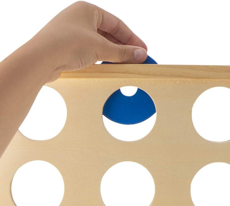 Prextex Big 4 in a Row: Giant Wooden Connect 4 Outdoor Game - Family Fun for Kids and Adults, Perfect for Garden Parties, Travel, and Outdoor Gatherings, with Travel Bag - A Fantastic Stocking Filler!