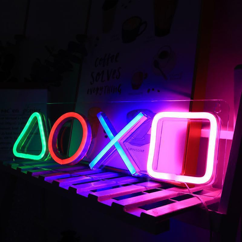 Gaming Neon Signs - Gamer Button Icons Neon Light Acrylic USB Powered LED Neon Light for Wall Decorations Gaming Gifts (Gaming Button)