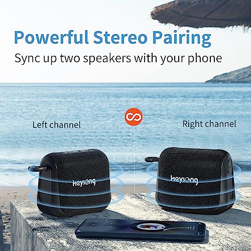 HEYSONG Waterproof Bluetooth Speaker, Portable Wireless Shower Speakers With Wireless Stereo Sound, IPX7, 24-Hour Playtime, BassUp Speaker Bluetooth For Bedroom Accessories, Gifts for Men