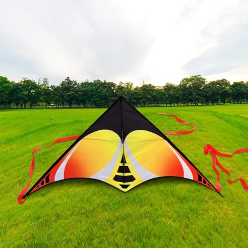 HONBO Delta Kite for Kids & Adults, Extremely Easy to Fly Kite, Best Kite for Beginner (Orange)