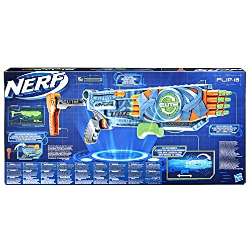 Nerf Elite 2.0 Flipshots Flip-16 Blaster with 16 Dart Barrels That Flip to Double Your Firepower, 16-Dart Capacity, 16 Nerf Elite Darts