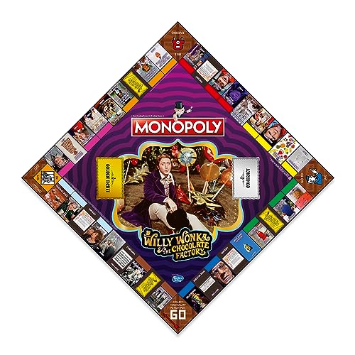 Winning Moves Willy Wonka and the Chocolate Factory Monopoly Board Game, Advance to Slugworth, Charlie Bucket and Furnace and trade your way to success, great gift for ages 8 plus