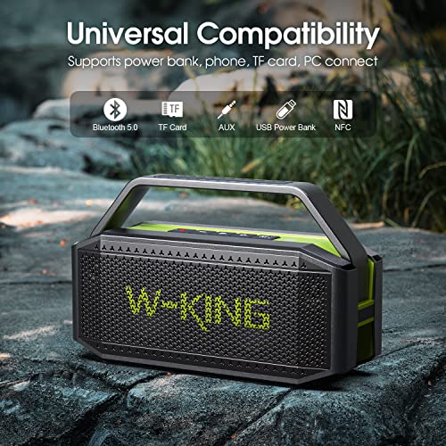 W-KING Bluetooth Speaker, 60W Loud Portable Wireless Bluetooth Speaker IPX6 Waterproof, Rich Bass, 40H Playtime, Outdoor Powerful Stereo Speaker with Power Bank Function, V 5.0, TF Card, NFC, AUX, EQ