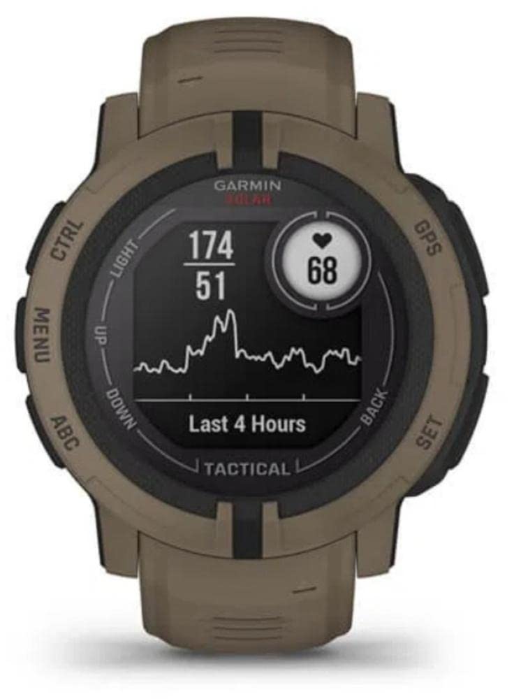 Garmin Instinct 2 SOLAR Tactical Edition, Rugged GPS Smartwatch, Built-in Sports Apps and Health Monitoring, Solar Charging, Dedicated Tactical Features and Ultratough Design Features, Coyote Tan