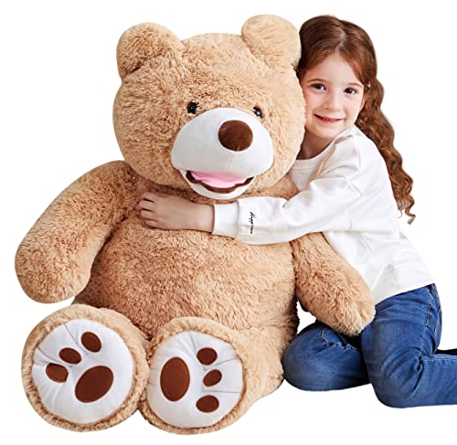 EARTHSOUND Giant Teddy Bear Stuffed Animal,Large Plush Toy Big Soft Toys,Huge Life Size Jumbo Cute Fat Bears Animals,Gifts for Kids (Brown, 100cm)