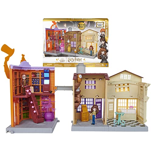 Wizarding World Harry Potter, Magical Minis Diagon Alley 3-in-1 Playset with Lights and Sounds, 2 Figures, 21 Accessories, Kids’ Toys for Ages 6 and up