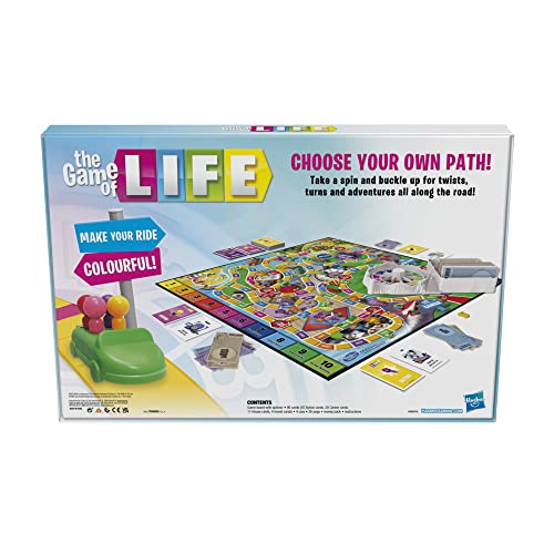 Hasbro Gaming The Game of Life Game, Family Board Game for 2 to 4 Players, for Kids Ages 8 and Up, Includes Colourful Pegs