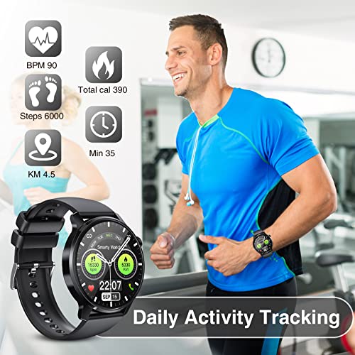 Goodatech Smart Watch for Men Women,Phone Call Smartwatch,IP68 Waterproof,Fitness Tracker, Pedometer,Message Notification,Health Monitor,Compatible with iOS Android Phones (Black)