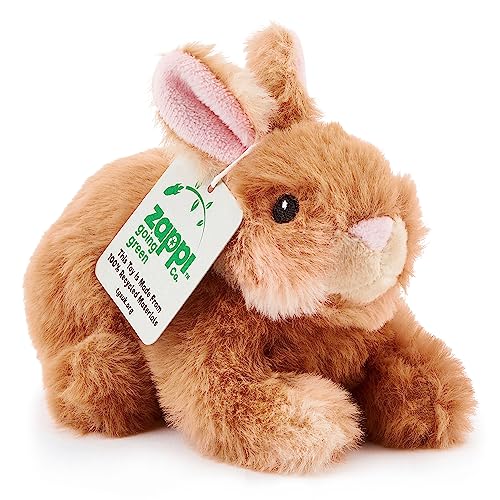 Zappi Co 100% Recycled Plush Rabbit Toy (15cm Length) Stuffed Soft Cuddly Eco Friendly animals Collection For New Born Child First kid