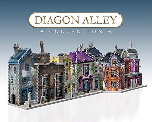 Wrebbit 3D - Harry Potter Diagon Alley Collection 3D Jigsaw Puzzles - Ollivander’s Wand Shop, Quality Quidditch Supplies, Madam Malkin’s and Weasleys’ Wizard Wheezes -Bundle of 4- Total of 1175 Pieces