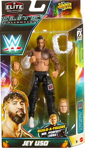 Mattel WWE Elite Action Figure SummerSlam Jey USO with Accessory and Mr. Perfect Build-A-Figure Parts (HPB26)