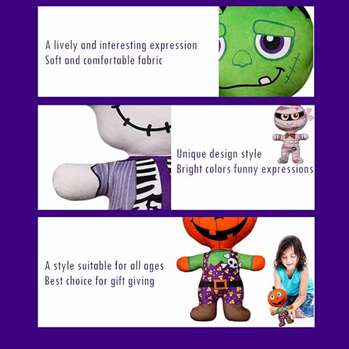 Aisszhao Halloween Stuffed Doll,30cm Skeleton Man Monster Plush Pillow Doll Halloween Dolls Plush Doll,Scary Role Plushie Super Soft Cartoon Character Pillow, Stuffed Toys for Kids Birthday