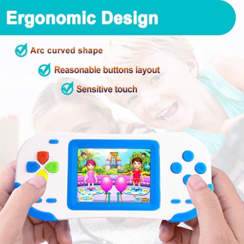 Bornkid 16 Bit Handheld Games Consoles for Kids and Adults with Built in 220 HD Classic Retro Video Games 3.0'' Large Screen Senior Electronic Handheld Game Player Children Birthday Gift (Blue)