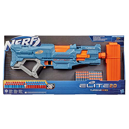 Nerf Elite 2.0 Turbine CS-18 Motorised Blaster, 36 Nerf Darts, 18-Dart Clip, Built-In Customising Capabilities