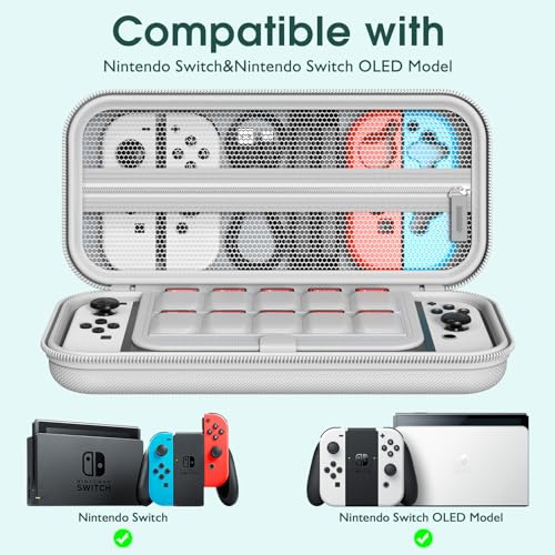 HSTOP Switch/Switch OLED Case for Nintendo Switch/Nintendo Switch OLED Travel Case for Nintendo Switch/Nintendo Switch OLED accessories with 10 Game Card Slot