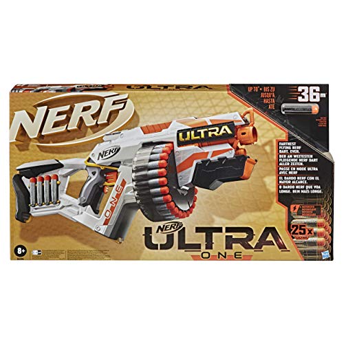 Nerf Ultra One Motorised Blaster – 25 Nerf Ultra Darts – Furthest Flying Nerf Darts Ever – Compatible Only with Nerf Ultra One Darts E65964R0