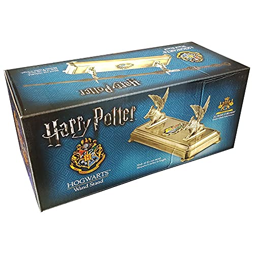 The Noble Collection Harry Potter Hogwarts Wand Stand - 8in (20cm) Gold-Coloured Individual Wand Stand - Harry Potter Film Set Movie Props Wands Gifts