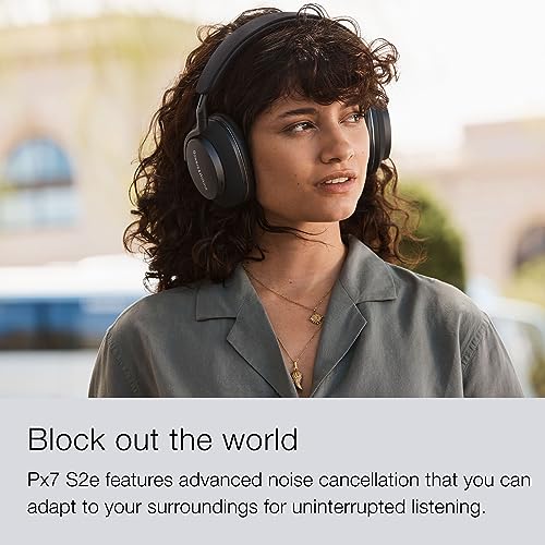 Bowers & Wilkins PX7 S2e Noise Cancelling Wireless Over Ear Headphones with Qualcomm aptX™ Adaptive & Quick Charge, 30 Hours of Playback and Six Built-In Microphone - Anthracite Black