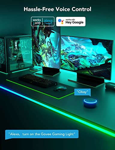 Govee RGBIC Gaming Lights, 3M Neon Rope Lights Soft Lighting for Gaming Desk, LED Strip Lights Syncing with Razer Chroma, Smart App Control, Support Cutting, Music Sync, Adapter (Only 2.4G Wi-Fi)