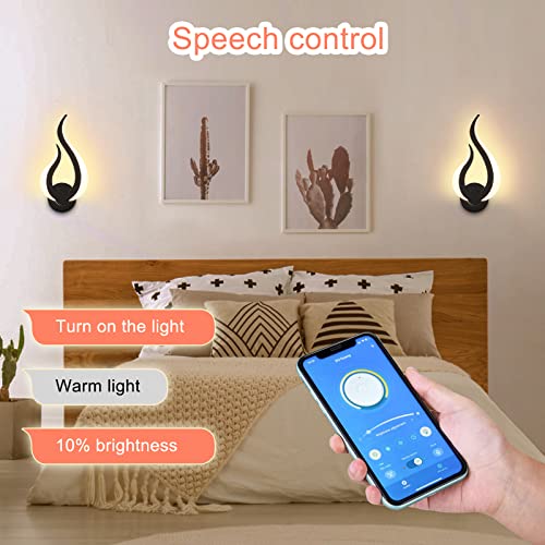 Lightess Smart Acrylic Wall Light 2.4G Remote/App Control Stepless Dimming Led Wall Light 2700k-6500k Color Temp Adjustable Wall Lamp with Memory Timer Function for Bedroom Living Room - Black Right