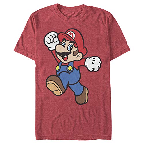 Nintendo Men's Super Mario Jump Pose T-Shirt, Red Heather, Medium