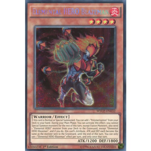 WSUP-EN032 1st Ed Elemental HERO Blazeman Secret Rare Card World Superstars Yu-Gi-Oh Single Card