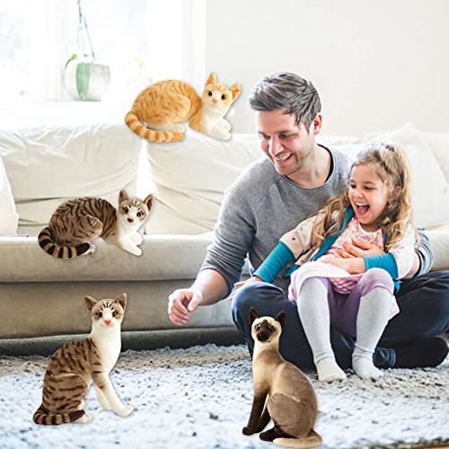 elemhome Plush Toys Soft Toys Stuffed Animals Cat Tabby Stuffed Animal Plush Realistic lifeLike Small Cats Cute Plush Toys for Kids Pet Birthday Gift (Tabby Cat 30cm)