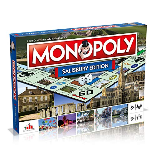 Winning Moves Salisbury Monopoly Board Game, Advance to Salisbury Cathedral, Stonehenge or Salisbury Library and trade your way to success, 2–6 players makes a great gift for ages 8 plus