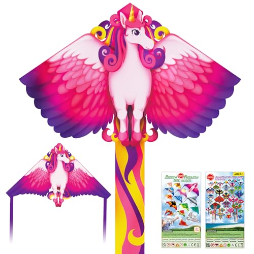 YongnKids Unicorn Kites for Children Adults Easy to Fly, Kites for Kids Boys Girls 3 Years Old and up, Kids Kite for Summer Activities Games Beach Kite Festival Party Gift Easy to Carry & Assemble